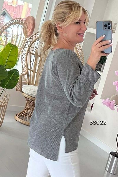 İnce Topuk Glittery Double Sleeve Knitwear Blouse - 3s022