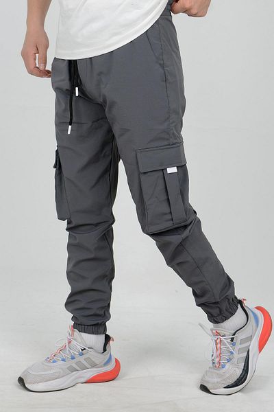 Edwox Ανδρικό Slim Fit Λεπτό Αθλητικό Παντελόνι με Τσέπες στη μέση και στους πόδια Anthracite Edw071