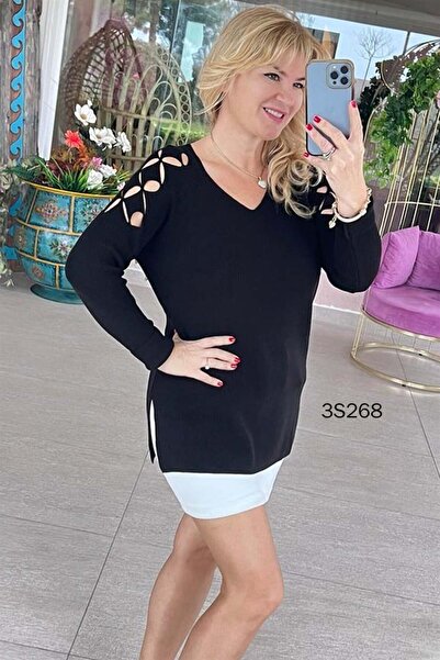 İnce Topuk Knitwear Shoulder Low-cut Blouse - 3s268