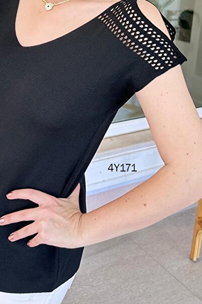 İnce Topuk Mercerized Knitwear Blouse - Shoulder Slit Detail 4Y171