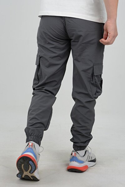 Edwox Erkek Slim Fit Cepli Beli ve Paçası Lastikli İnce Spor Pantolon Antrasit Edw071