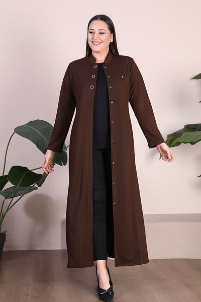 Ferace Γυναικείο παλτό Hijab Plus Size 3 με κουμπιά