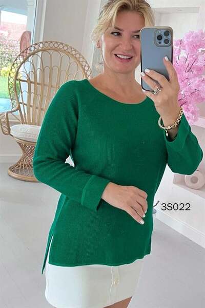 İnce Topuk Sa šljokicama Bluza od pletiva sa duplim rukavima - 3S022