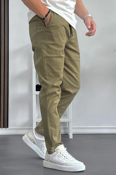 Edwox Pantaloni pentru bărbați verde kaki - cu croiala normală, Edw119