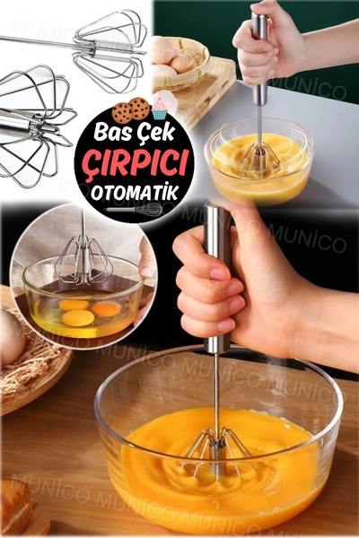 Genel Markalar Yarı Otomatik Çırpma Paslanmaz Çelik Yumurta Çırpıcı El Itme D...