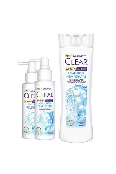 Clear Women Şampuan Hyaluron Nem Terapisi 350 ml Women Serum Hyaluron Nem Terapisi 90 ml X2