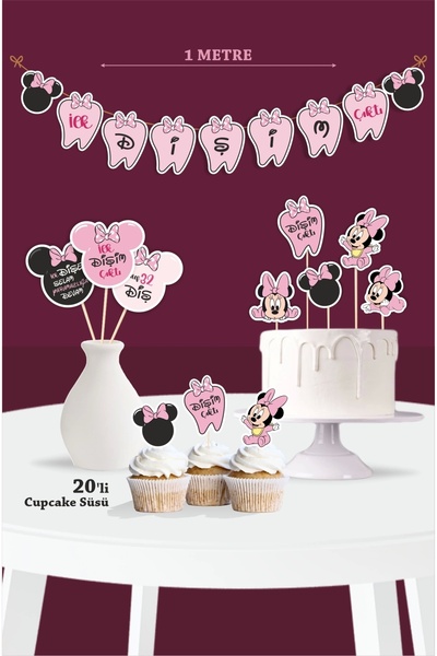 neşeli günlerim İlk Dişim Çıktı Pink Minnie Mouse Temalı - Diş Buğdayı Seti