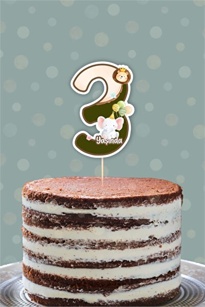 neşeli günlerim Στολίδι για τούρτα με θέμα Safari Party 3 ετών *χοντρό χαρτί