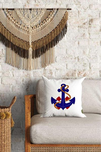 Caisya Home Anchor Patterned Double-Way Digital Printed Filled Decorative Pillow Throw Pillow 36x36cm