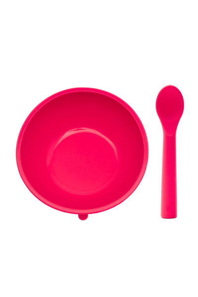 BABYCHEFS %100 PREMIUM SİLİKON 2'Lİ KASE KAŞIK MAMA SETİ VAKUM SİSTEMLİ PEMBE