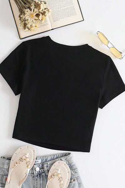 Merry See Μπλούζα Crew Neck Crop - Βαμβακερή και απαλή υφή, κοντό μανίκι