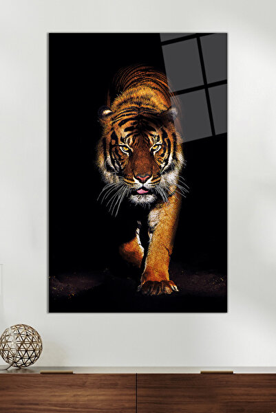 Vosevu Vahşi Kaplan Cam Tablo, Modern Ev ve Ofis Dekoru, Hediyelik Duvar Deko...