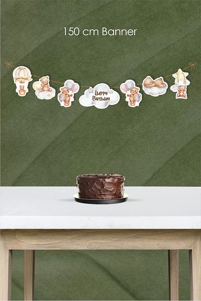 neşeli günlerim Teddy Bear Themed Large Banner *thick Paper 150cm