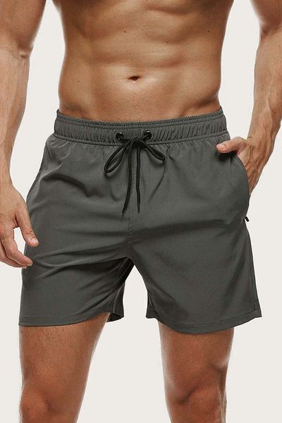 Angelsin Basic-Badeanzug für Herren in Standardgröße mit Badeshorts mit Reißverschlusstasche