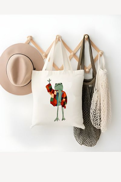 Cemira Harry Styles Cardigans Frog - Geantă Tote Design Broasca Geantă din stofa