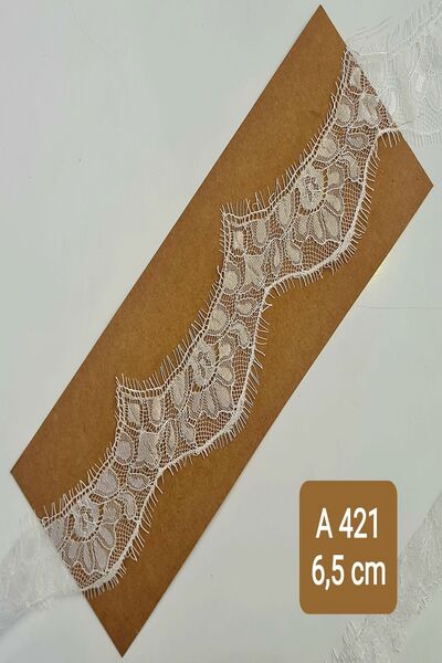 KARAASLAN Beyaz Sakallı Kirpikli Dantel 6.5 Cm (3 MT)