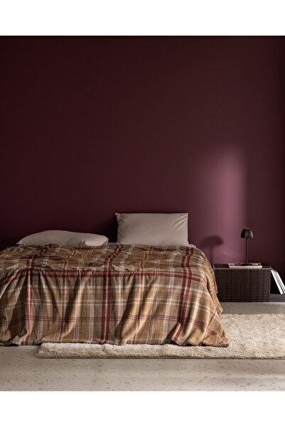 Madame Coco Tignes Çift Kişilik Welsoft Polar Baskılı Battaniye - Camel