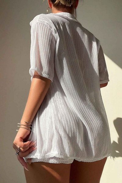 Angelsin Strandkleid – Set aus Unterteil und Oberteil in Hemdoptik und Shorts, Pareo mit Kragendetail