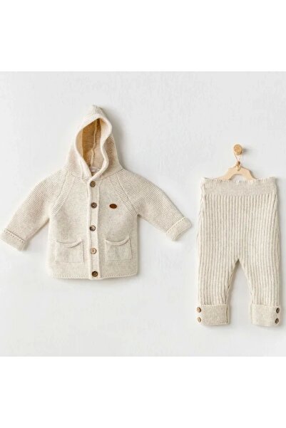 andywawa Ac24335 Knitwear طقم ملابس تريكو للأطفال بيج ميلانج