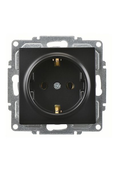 Günsan Elektrik Visage Metallic Black Grounded Socket Mechanism