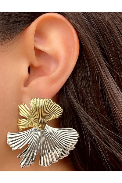 GÜRLER Leaf Pattern Two Color Dangle Earrings