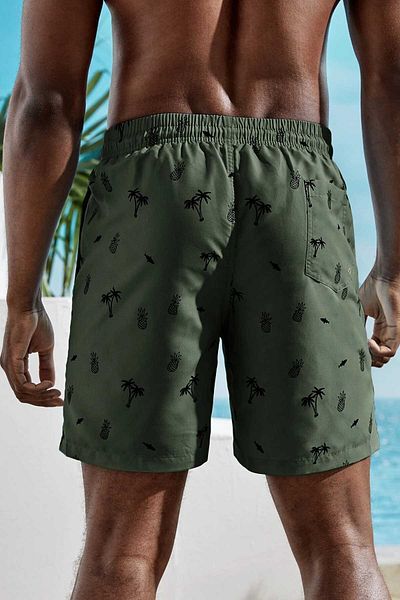 Angelsin Ανδρικό μαγιό Basic Standard Size Pineapple and Palm printed μαγιό με σορτς μπάνιου τσέπης