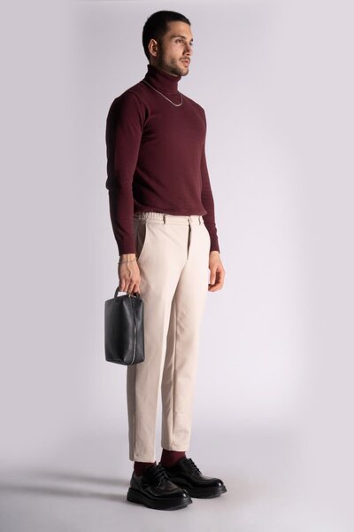 BRACCAS Μισό ελαστικό στη μέση Chino Slim Fit Crop Παντελόνι Ανοιχτό Μπεζ