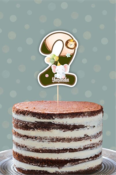 neşeli günlerim Σαφάρι Θέμα πάρτι 2 ετών Στολίδι τούρτας *παχύ χαρτί