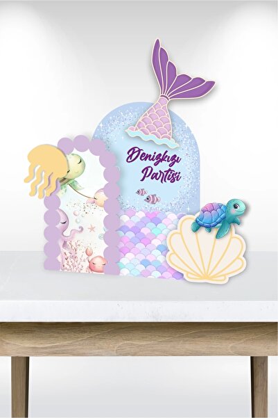 neşeli günlerim Deniz Kızı Temalı Parçalı Ayaklı Pano 3Boyutlu (Masa Üstü) * Kalın Kağıt