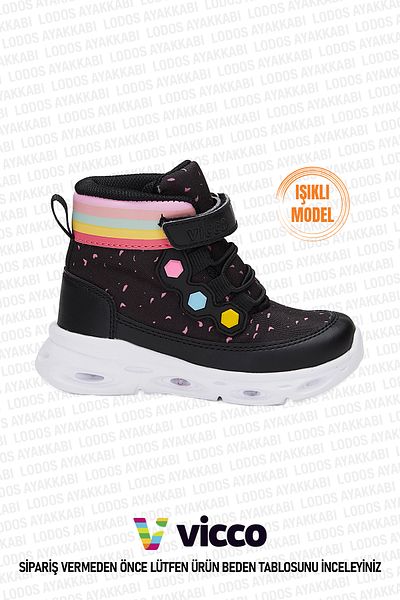 Vicco Mizu Model Lighted Girl's Light Black Boots