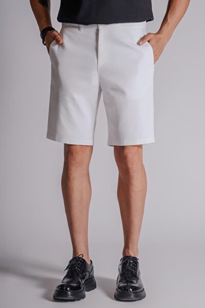 BRACCAS Ανδρικό - Λευκό Relaxed Fit Chino σορτς με πλαϊνές τσέπες