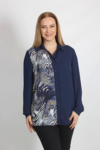 Moda Berray 2320 LEOPAR DESENLİ ŞİFON GÖMLEK