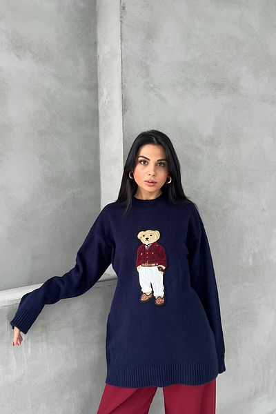 Seda Yalçın Atelier Teddy Bear Navy Blue Sweater