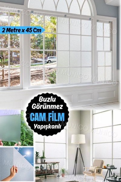 Gaggani 200 x 45 Cm Gizlilik Filmi Cam Pencerelere Anti UV Güneş Engelleyici Pencere Banyo Ofisi Yapışkanlı
