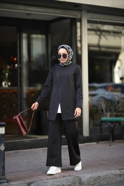 NS Moda طقم حجاب أسود - موديل-520