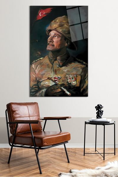 Vosevu Πορτρέτο M. Kemal Atatürk σε στολή Γυάλινη ζωγραφική, Μοντέρνα διακόσμηση σπιτιού και γραφείου Δώρο Διακόσμηση τοίχου