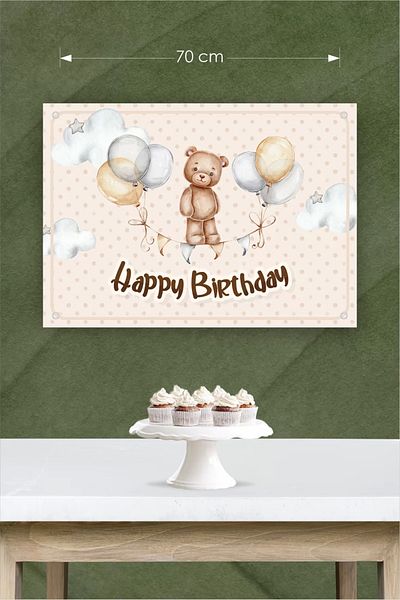 neşeli günlerim Teddy Bear Themed Birthday * Canvas Poster 50x70 Cm