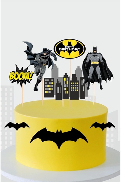 neşeli günlerim Batman Temalı Doğum Günü Parti Malzemeleri Seti Kürdanlı Past...