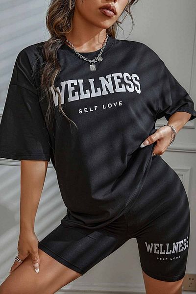 Merry See Wellness nyomott puha rövid ujjú rövidnadrág felső és alsó szett