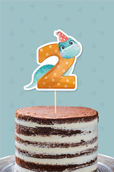 neşeli günlerim ديكور الكيك على شكل ديناصور للأطفال بعمر سنتين *ورق سميك