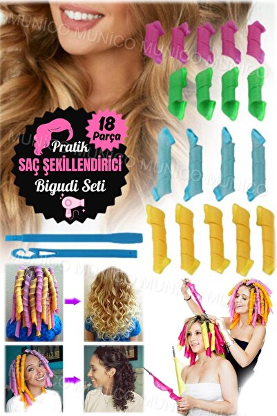 Genel Markalar 18 Parça Saç Dalgalandırma Kıvırcık Yapma Seti Anında Bigudi S...
