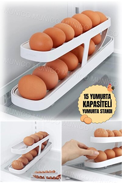 Gaggani 2 Tiers Automatic Egg Stand Egg Holder Rack for Refrigerator and Storage Container Kitchen Organizer