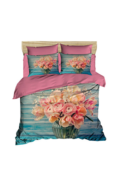Fabeteks Rose Scenery in a Pot 3D Double Duvet Cover Set