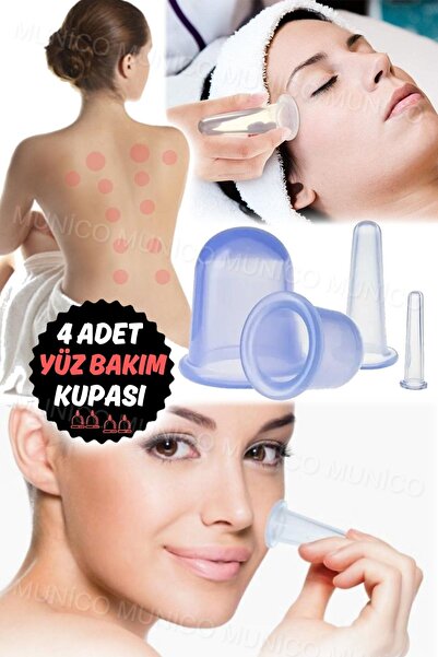 Genel Markalar Anti-Selülit Vakum Masaj Aleti: 4 Parça Silikon Set Yüz ve Boy...