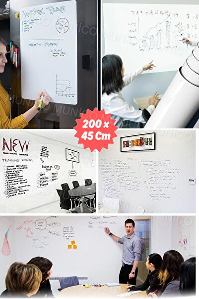 Gaggani 200 x 45 Cm Beyaz Yazı Tahtası Mesaj Panosu Haftalık Program Buzdolabı Çıkartması Takvim Pano Plan