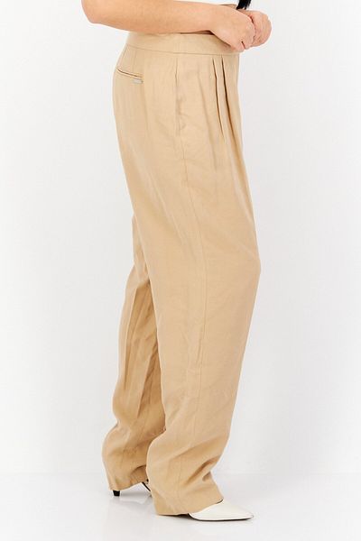 Anne Klein Women Plain High Waist Tapered Pants, Beige