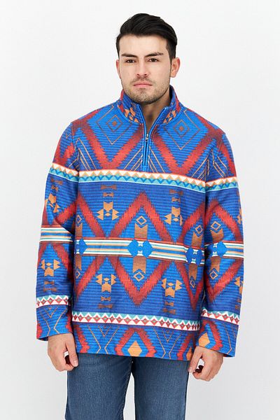 Club Room Men Half Zip Abstract Print Sweatshirt, Blue Combo