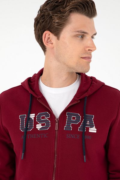 U.S. Polo Assn. Ανδρική ζακέτα μπορντό πλεκτή 50277970 -VR014
