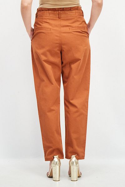 Esprit Women Regular Fit High Waist Pants, Rust