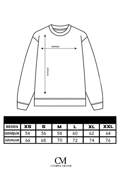 COMBİNE MİCHAİL Gray Soft Crew Neck Oversize Sweatshirt - Thick Ribbon